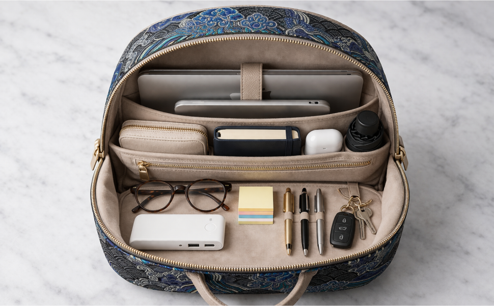Premium Hangzhou Silk Leather Mini Backpack Banner 4